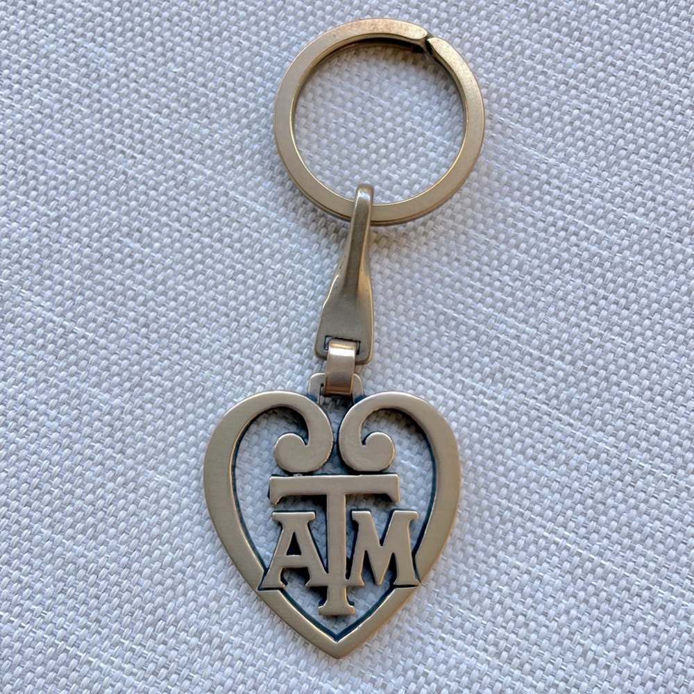 NIB Retired James Avery Bronze Texas A&M Aggie heart keychain